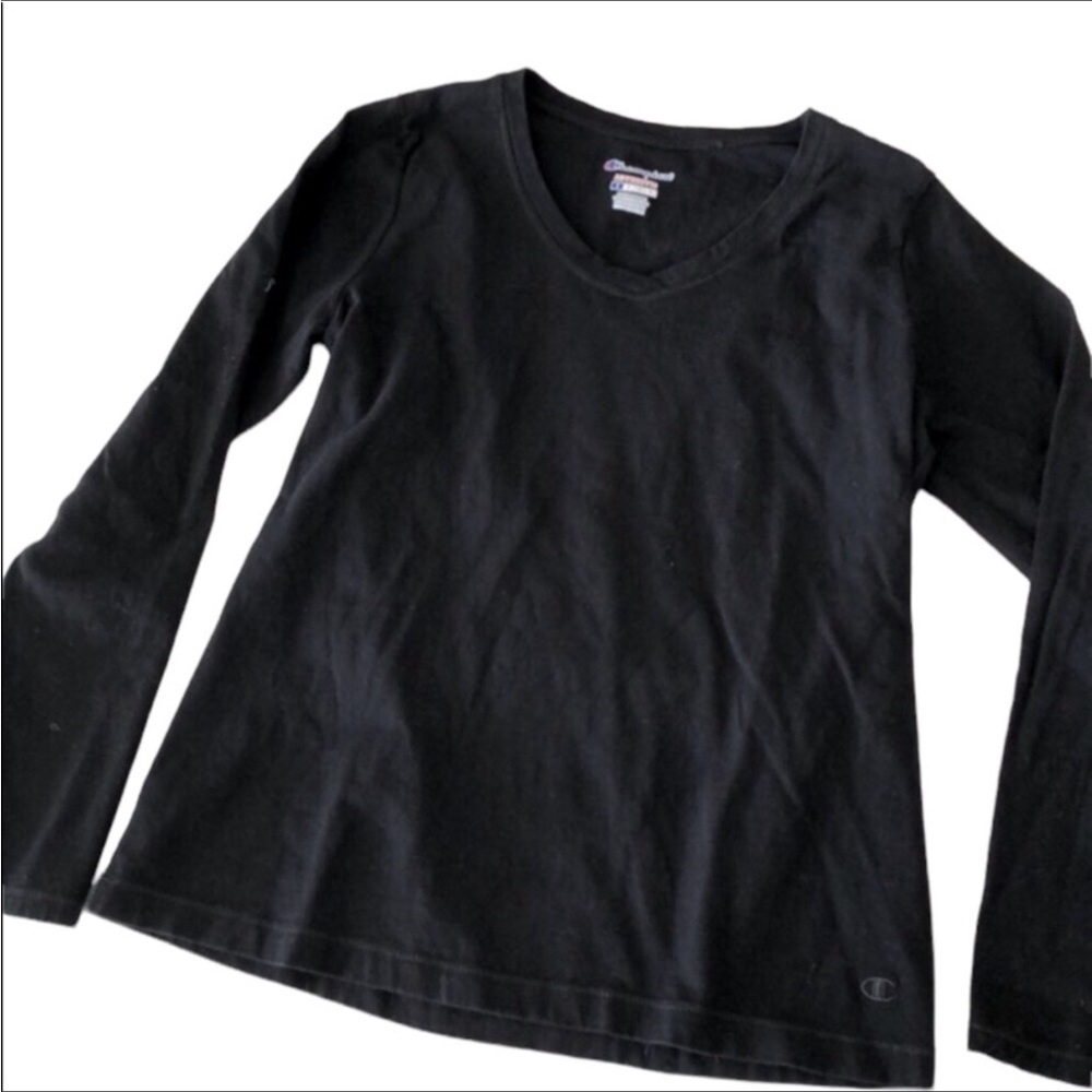 Champion long sleeve black v-neck tee